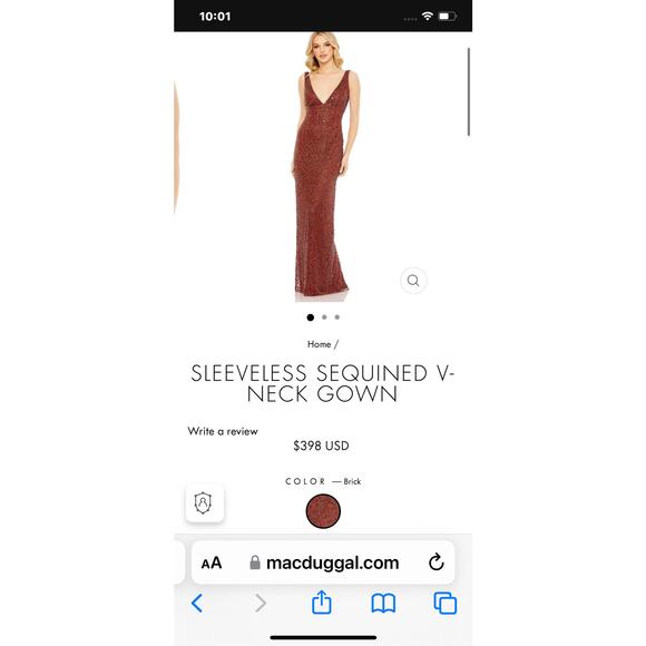 MAC DUGGAL Evening Gown Sequin Red Brick Beaded V Neck Dress Size 6 NWT - Picture 8 of 14